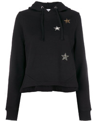 schwarzer Pullover mit einer Kapuze mit Sternenmuster
