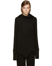 schwarzer Pullover mit einer Kapuze von Ann Demeulemeester
