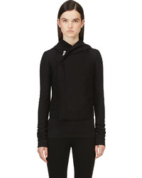 schwarzer Pullover mit einer Kapuze von Rick Owens