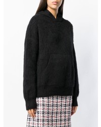 schwarzer Pullover mit einer Kapuze von Laneus