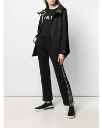 schwarzer Pullover mit einer Kapuze von DKNY