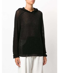 schwarzer Pullover mit einer Kapuze von Laneus