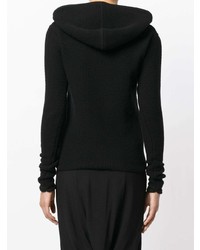 schwarzer Pullover mit einer Kapuze von Rick Owens