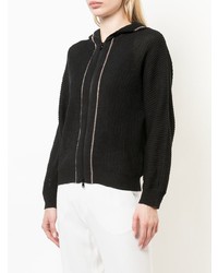 schwarzer Pullover mit einer Kapuze von Brunello Cucinelli