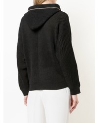 schwarzer Pullover mit einer Kapuze von Brunello Cucinelli