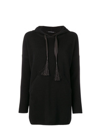 schwarzer Pullover mit einer Kapuze von Luisa Cerano