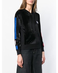 schwarzer Pullover mit einer Kapuze von Marcelo Burlon County of Milan