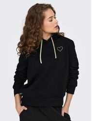 schwarzer Pullover mit einer Kapuze von Only