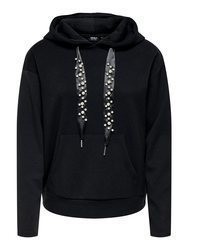 schwarzer Pullover mit einer Kapuze von Only