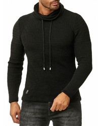 schwarzer Pullover mit einer weiten Rollkragen von Redbridge