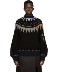 schwarzer Pullover mit geometrischem Muster