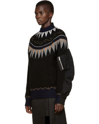schwarzer Pullover mit geometrischem Muster von Sacai