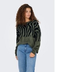 schwarzer Pullover mit Leopardenmuster von Only