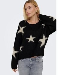 schwarzer Pullover mit Sternenmuster von Only