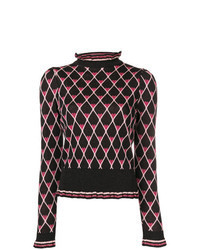 schwarzer Rollkragenpullover mit Argyle-Muster