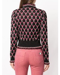 schwarzer Rollkragenpullover mit Argyle-Muster von Elisabetta Franchi