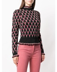 schwarzer Rollkragenpullover mit Argyle-Muster von Elisabetta Franchi