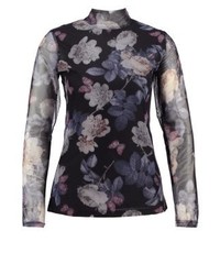 schwarzer Rollkragenpullover mit Blumenmuster von Kaffe