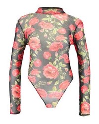 schwarzer Rollkragenpullover mit Blumenmuster von Missguided