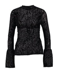 schwarzer Rollkragenpullover mit Blumenmuster von Only