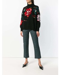 schwarzer Rollkragenpullover mit Blumenmuster von Ermanno Scervino