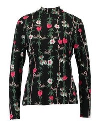 schwarzer Rollkragenpullover mit Blumenmuster von Second Script Petite