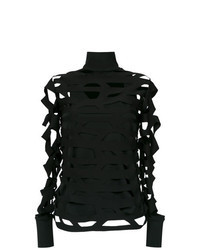 schwarzer Rollkragenpullover mit geometrischem Muster