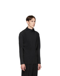 schwarzer Rollkragenpullover von Homme Plissé Issey Miyake