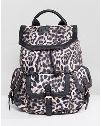 schwarzer Rucksack mit Leopardenmuster von Yoki Fashion
