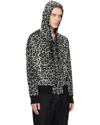 schwarzer Samtpullover mit einem kapuze mit Leopardenmuster von Tom Ford