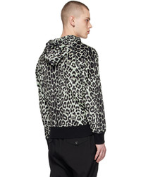 schwarzer Samtpullover mit einem kapuze mit Leopardenmuster von Tom Ford