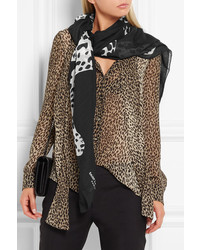 schwarzer Schal mit Leopardenmuster von Saint Laurent