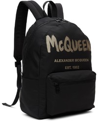 schwarzer Segeltuch Rucksack von Alexander McQueen