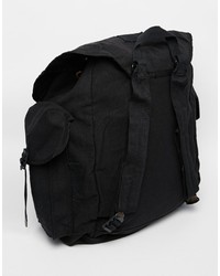 schwarzer Segeltuch Rucksack von Reclaimed Vintage