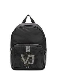 schwarzer Segeltuch Rucksack von Versace Jeans