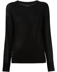 schwarzer Seide Pullover mit einem Rundhalsausschnitt von Isabel Marant