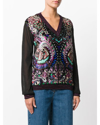 schwarzer Seidepullover von Roberto Cavalli