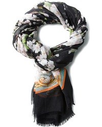 schwarzer Seideschal mit Blumenmuster von Dolce & Gabbana