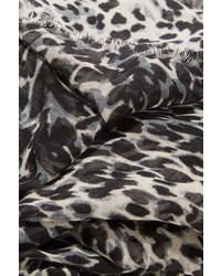 schwarzer Seideschal mit Leopardenmuster von Saint Laurent