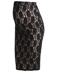 schwarzer Spitze Bleistiftrock mit Blumenmuster von Dorothy Perkins