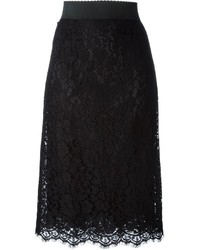 schwarzer Spitze Bleistiftrock von Dolce & Gabbana