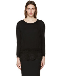 schwarzer Spitze Pullover mit einem Rundhalsausschnitt von Ann Demeulemeester