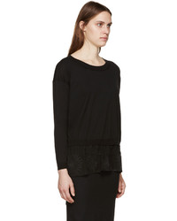 schwarzer Spitze Pullover mit einem Rundhalsausschnitt von Ann Demeulemeester