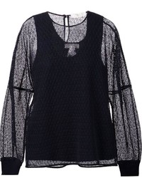 schwarzer Spitze Pullover mit einem Rundhalsausschnitt von Chloé