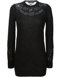 schwarzer Spitze Pullover mit einem Rundhalsausschnitt von Dolce & Gabbana