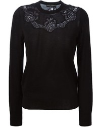 schwarzer Spitze Pullover mit einem Rundhalsausschnitt von Dolce & Gabbana