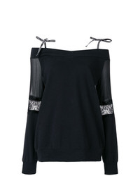 schwarzer Spitze Pullover mit einem Rundhalsausschnitt von Ermanno Ermanno