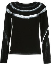 schwarzer Spitze Pullover mit einem Rundhalsausschnitt von Philipp Plein