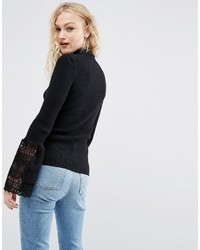 schwarzer Spitzepullover von Asos