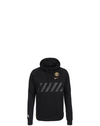 schwarzer Strick Fleece-Pullover mit einem Kapuze von Nike